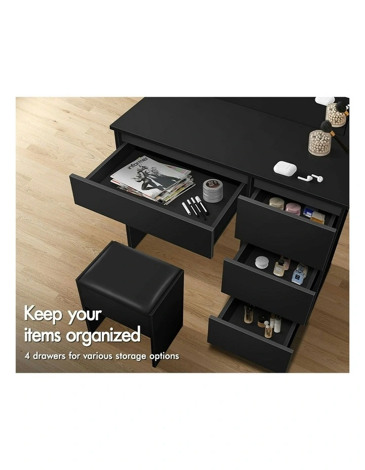 Dressing Table Stool Set 12 Bulbs in Black image 3