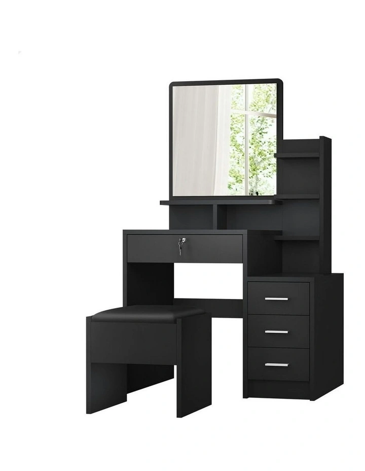 Dressing Table Stool Set in Black image 1
