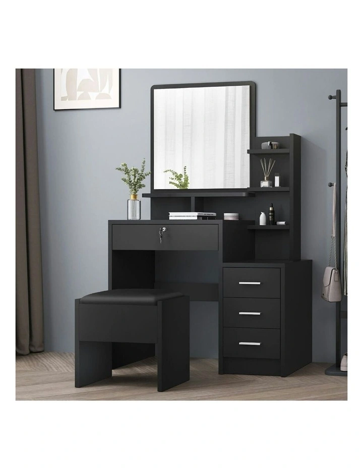 Dressing Table Stool Set in Black image 2
