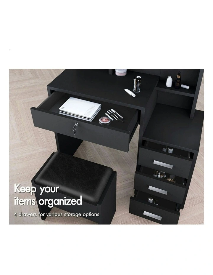 Dressing Table Stool Set in Black image 3