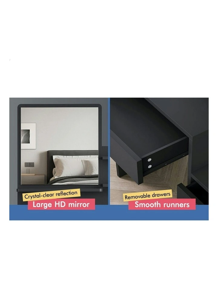 Dressing Table Stool Set in Black image 6