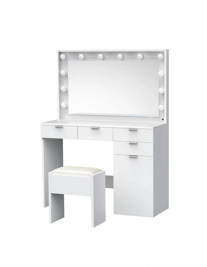 Dressing Table Stool Set LED Bulbs in White image 1