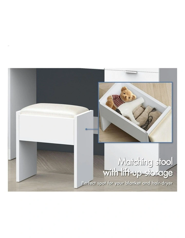 Dressing Table Stool Set LED Bulbs in White image 6