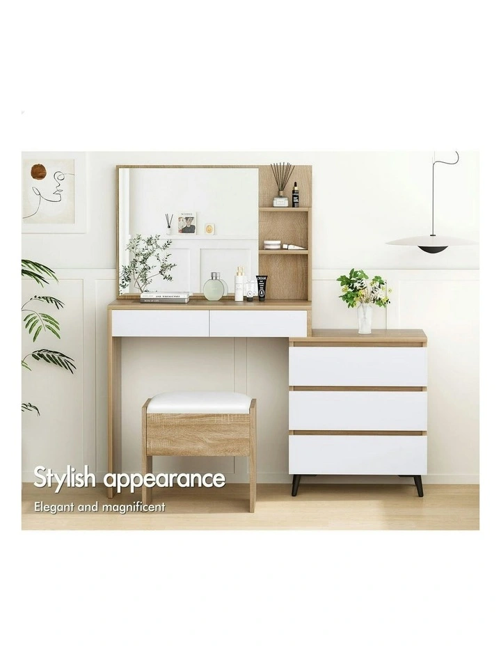 Side Cabinet Dressing Table Stool Set in Oak image 2
