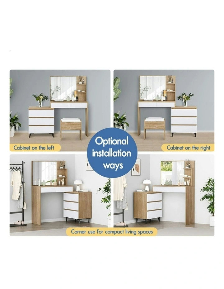 Side Cabinet Dressing Table Stool Set in Oak image 4