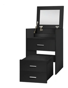 Nightstand Stool Set Dressing Table in Black