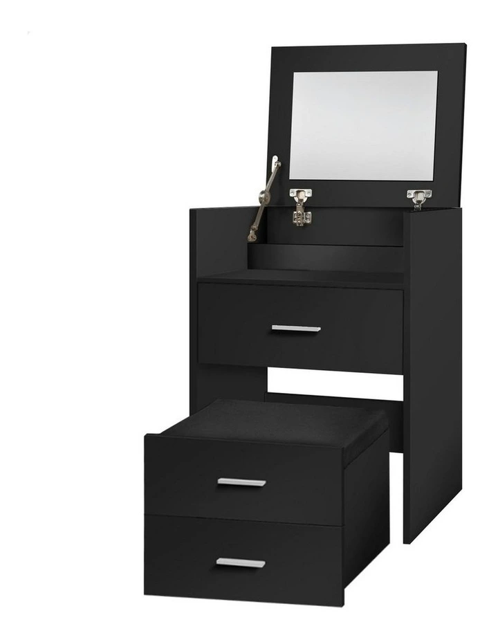 Nightstand Stool Set Dressing Table in Black image 1