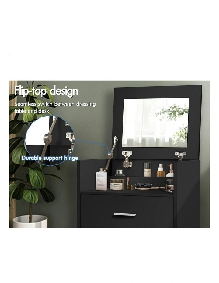 Nightstand Stool Set Dressing Table in Black image 3