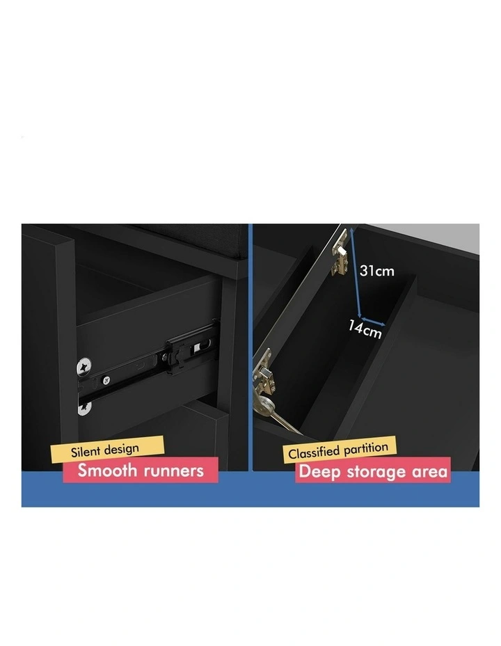 Nightstand Stool Set Dressing Table in Black image 5