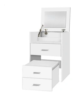 Nightstand Stool Set Dressing Table in White