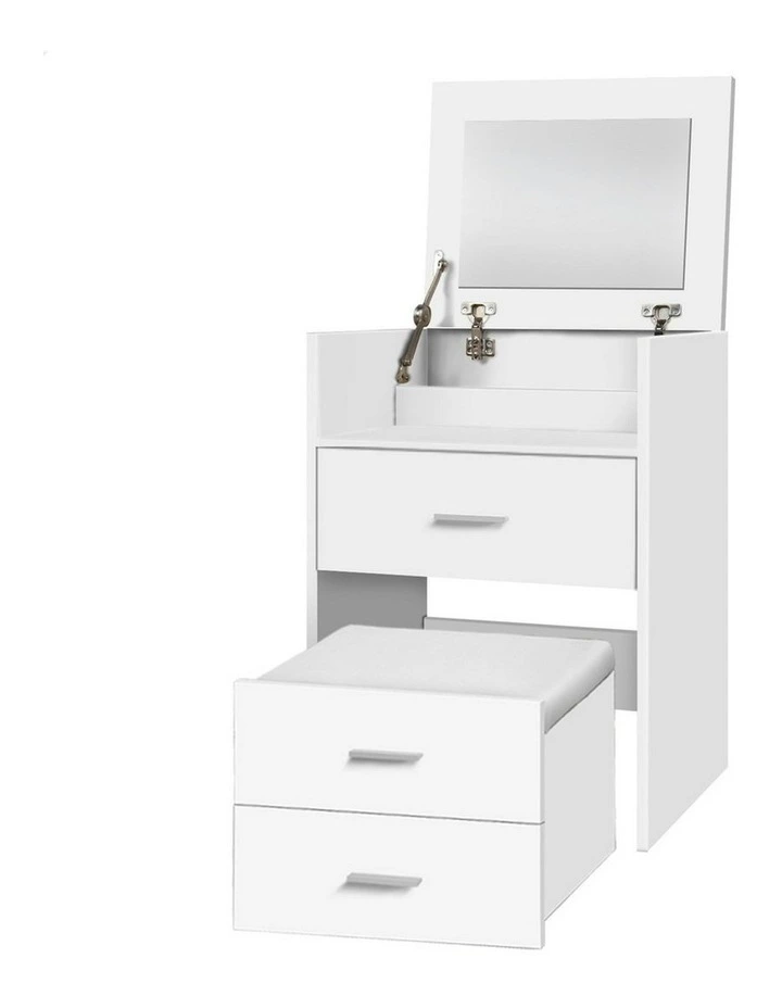 Nightstand Stool Set Dressing Table in White image 1