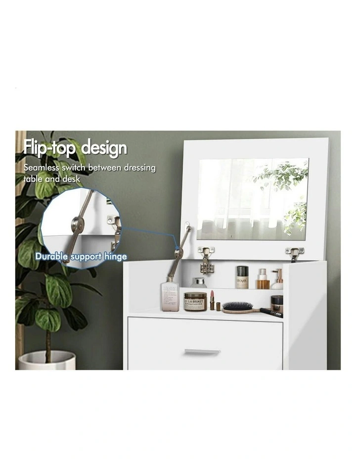 Nightstand Stool Set Dressing Table in White image 3