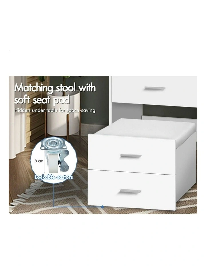 Nightstand Stool Set Dressing Table in White image 4