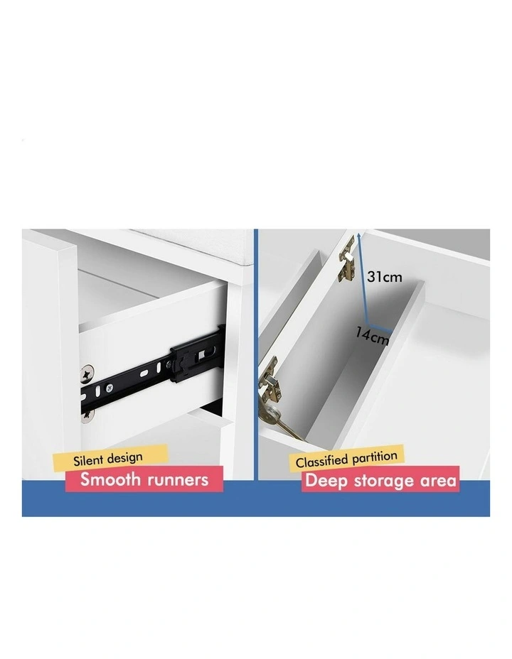 Nightstand Stool Set Dressing Table in White image 5