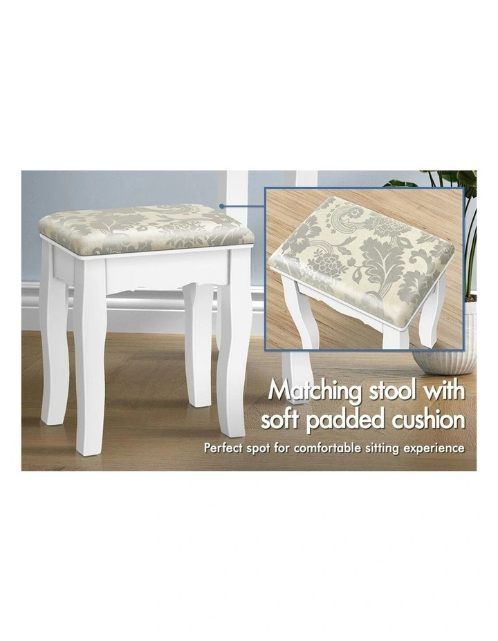 Foldable Stool Set Dressing Table in White image 4