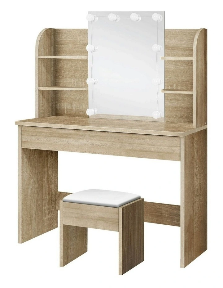 Makeup Mirror Stool Set Dressing Table in Wood image 1