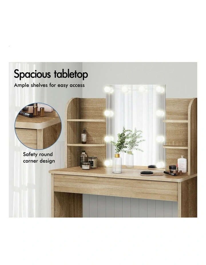 Makeup Mirror Stool Set Dressing Table in Wood image 3
