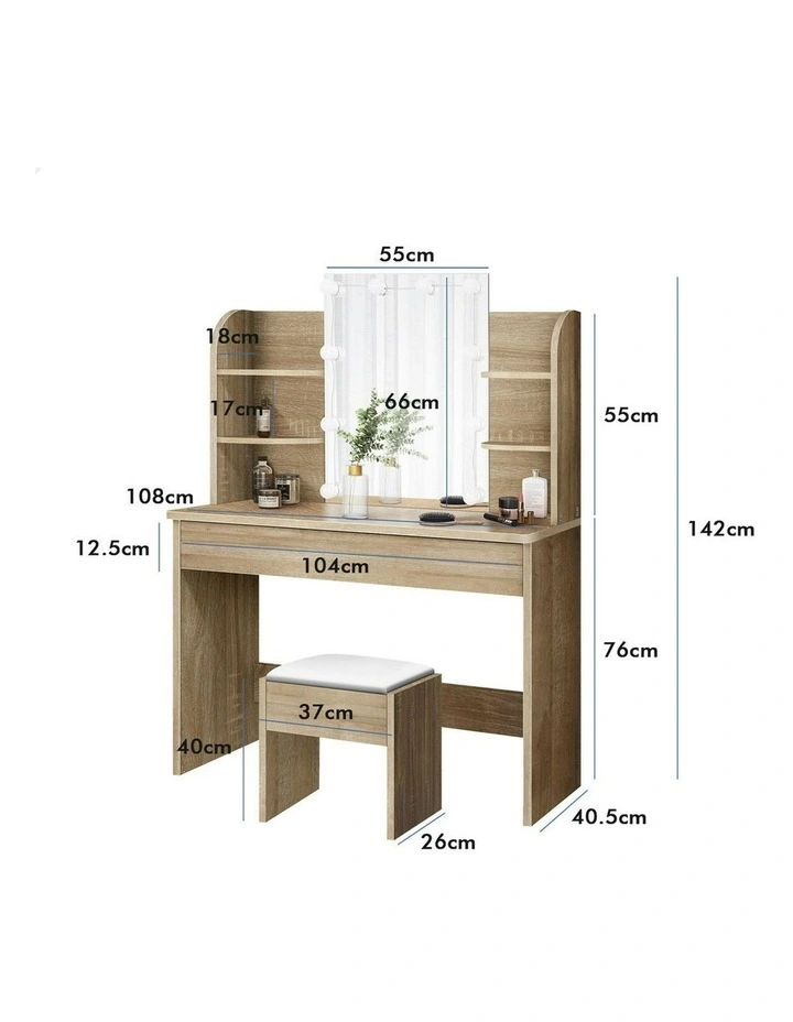 Makeup Mirror Stool Set Dressing Table in Wood image 6