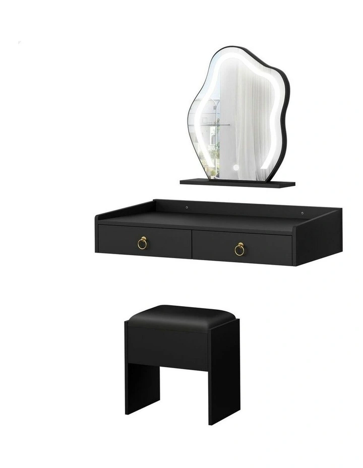 Makeup Mirror LED Vanity Desk tool Set Floating Dressing Table in Black image 1