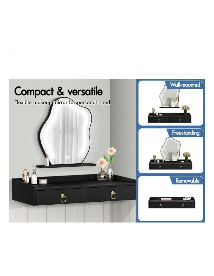 Makeup Mirror LED Vanity Desk tool Set Floating Dressing Table in Black image 4