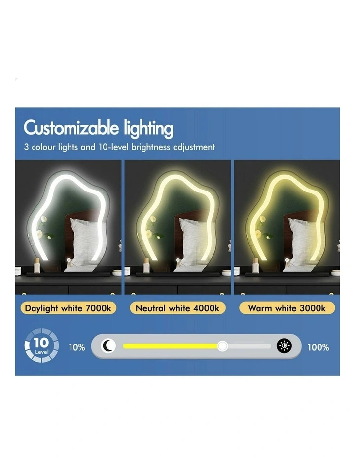 Makeup Mirror LED Vanity Desk tool Set Floating Dressing Table in Black image 5