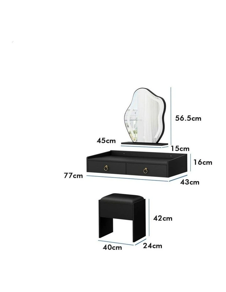 Makeup Mirror LED Vanity Desk tool Set Floating Dressing Table in Black image 6
