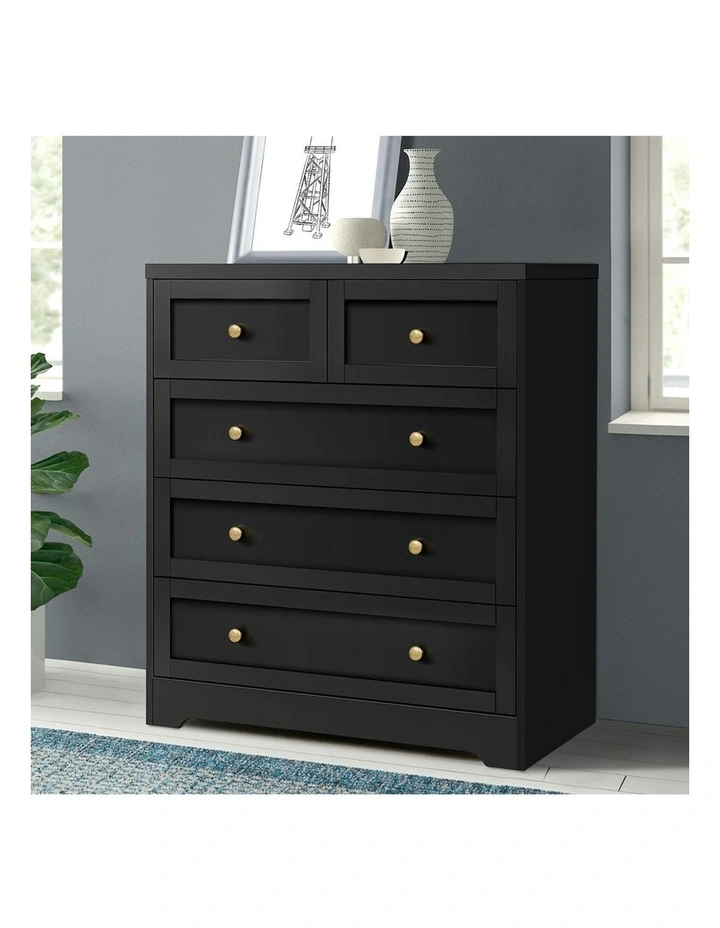Hamptons 5 Chest of Drawers in Black image 2