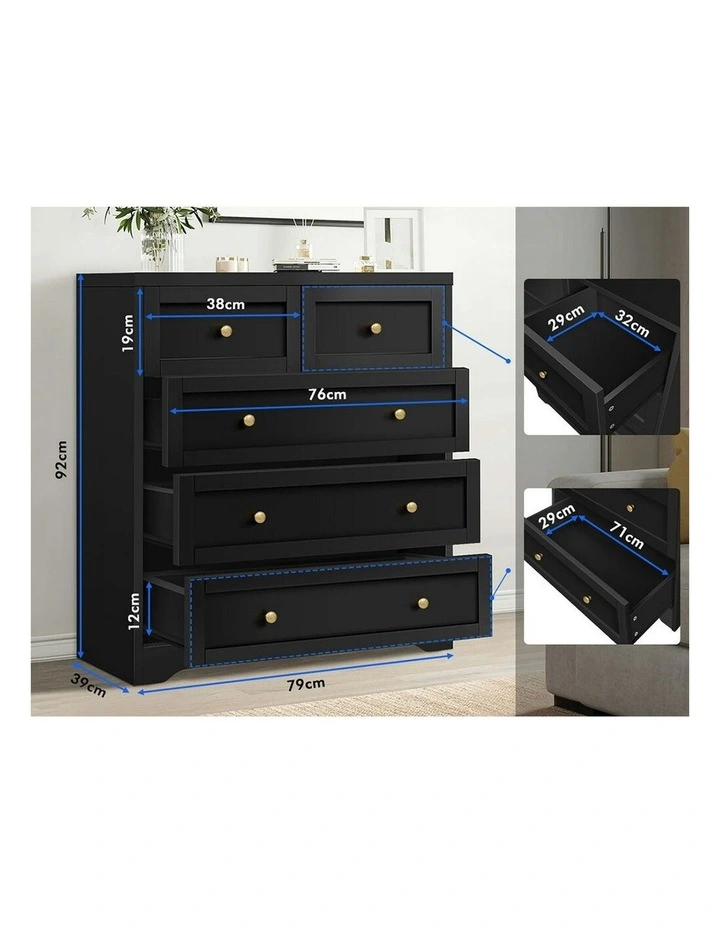 Hamptons 5 Chest of Drawers in Black image 5