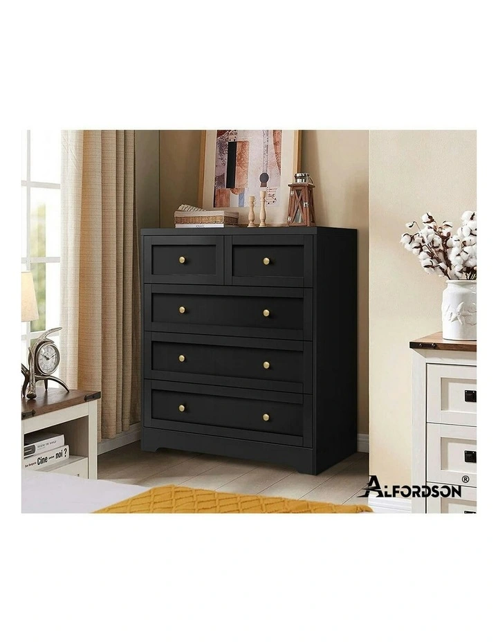 Hamptons 5 Chest of Drawers in Black image 6