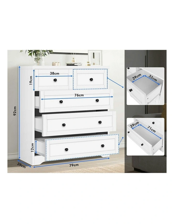 Hamptons 5 Chest of Drawers in White image 5