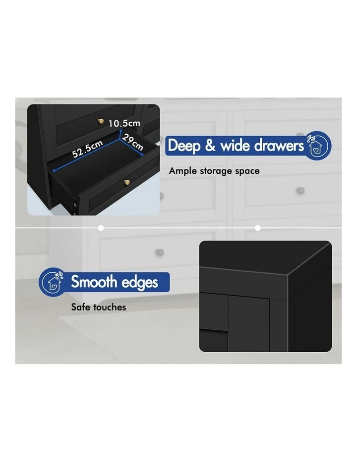 Hamptons Chest of Drawers 6 in Black image 5