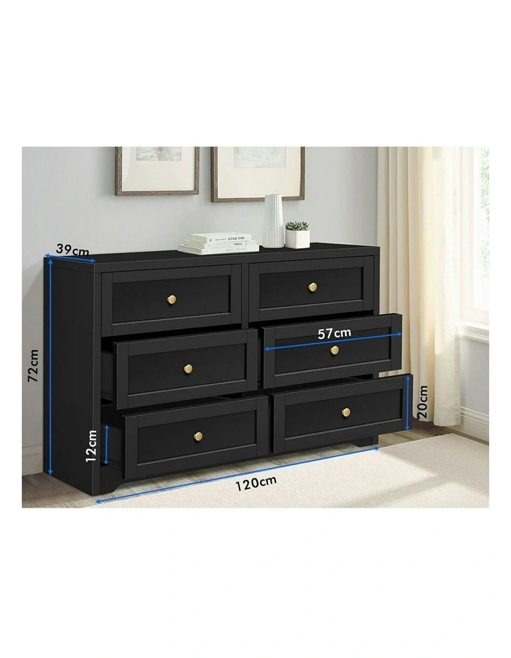Hamptons Chest of Drawers 6 in Black image 6