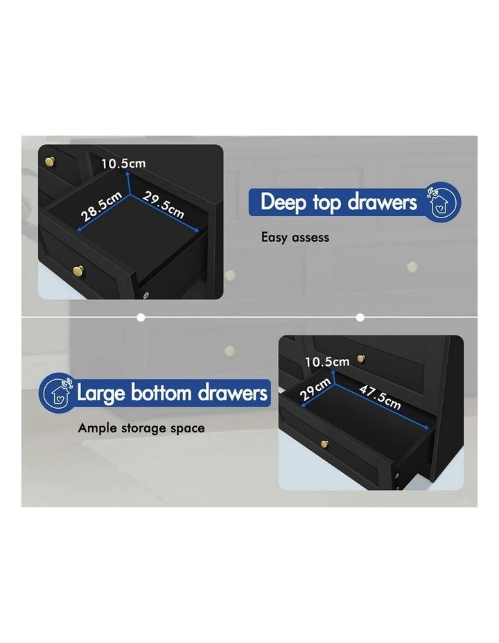 Hamptons Chest of Drawers 7 in Black image 5