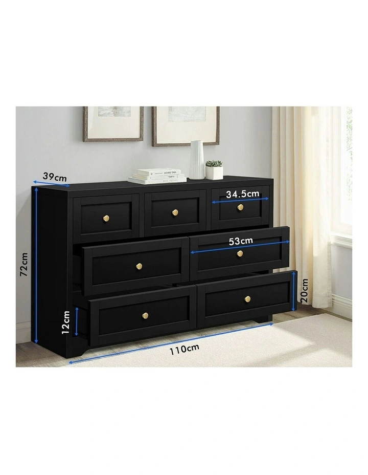 Hamptons Chest of Drawers 7 in Black image 6