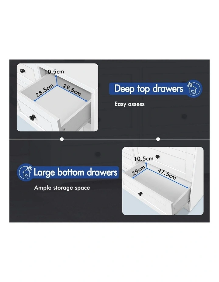 Hamptons Chest of Drawers 7 in White image 5