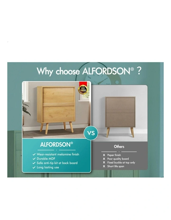 Sideboard Rattan Chest of Drawers in Oak image 5