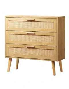 Rattan Chest of Drawers 3 in Oak
