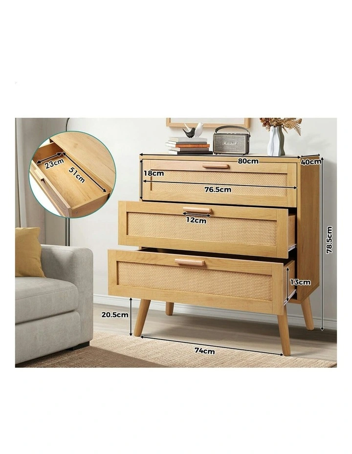 Rattan Chest of Drawers 3 in Oak image 7