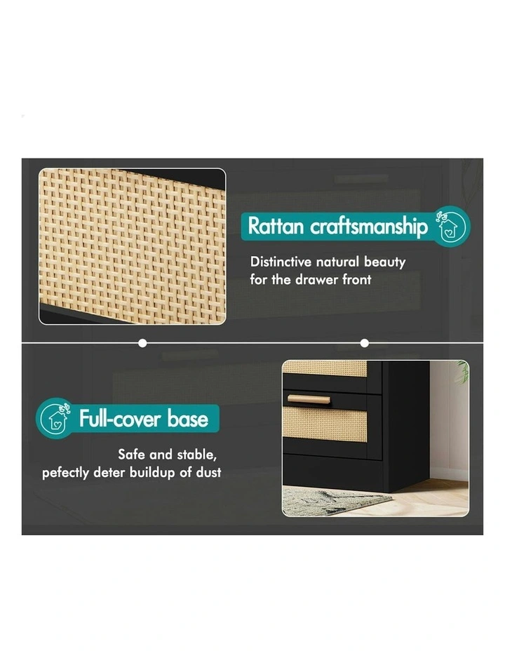 Rattan Chest of Drawers 5 in Black image 5