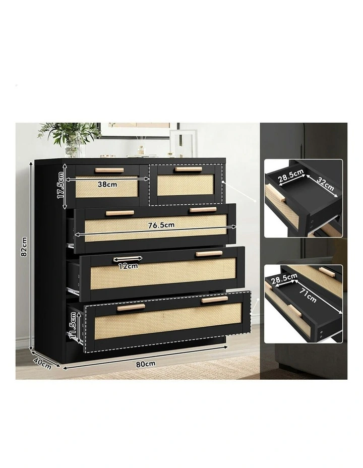Rattan Chest of Drawers 5 in Black image 7