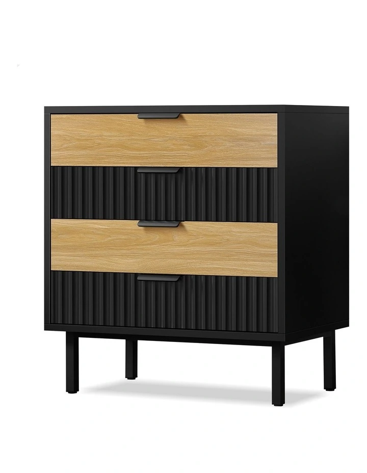 Modern Storage Cabinet Dresser Tallboy Chest of Drawers 4 in Black/Wood image 1