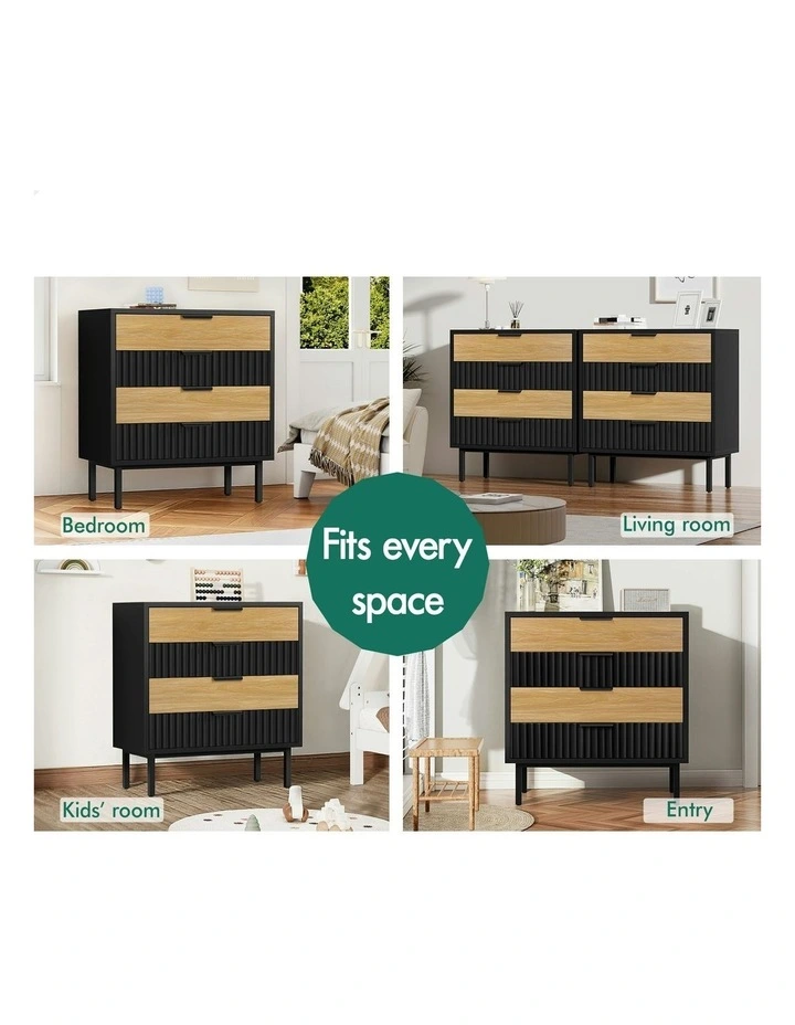 Modern Storage Cabinet Dresser Tallboy Chest of Drawers 4 in Black/Wood image 3