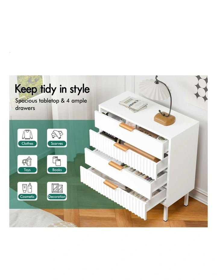 Modern Storage Cabinet Dresser Tallboy Chest of Drawers 4 in White image 4