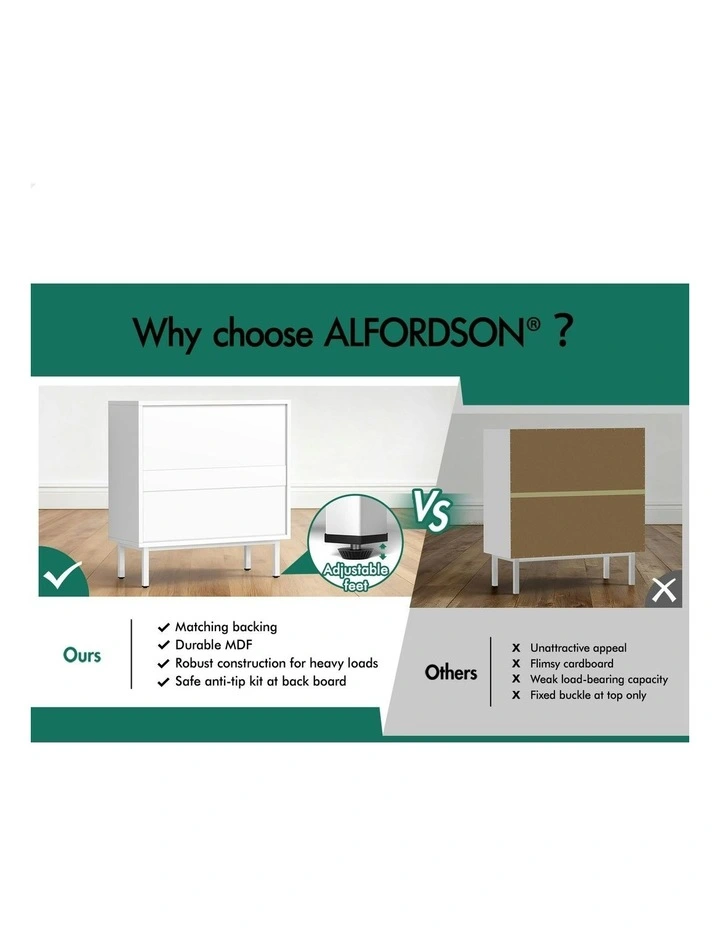 Modern Storage Cabinet Dresser Tallboy Chest of Drawers 4 in White image 5