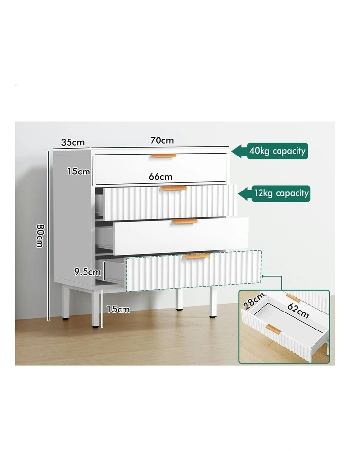 Modern Storage Cabinet Dresser Tallboy Chest of Drawers 4 in White image 6