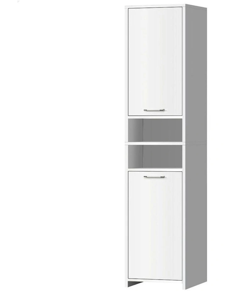 Bathroom Shelf Tall Storage Cabinet in White image 1