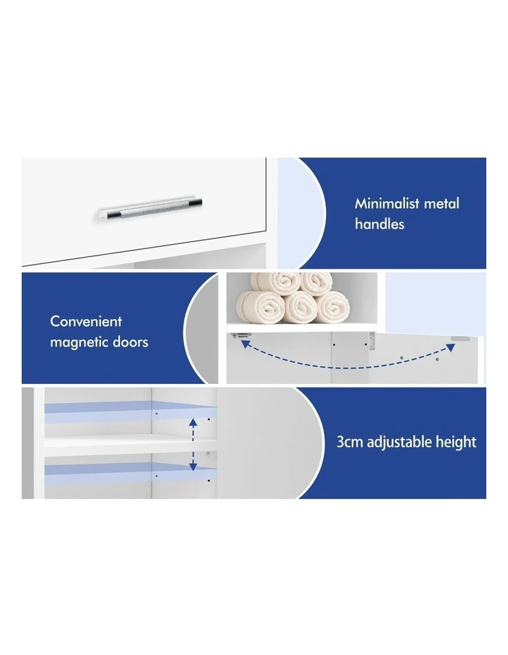 Bathroom Shelf Tall Storage Cabinet in White image 4