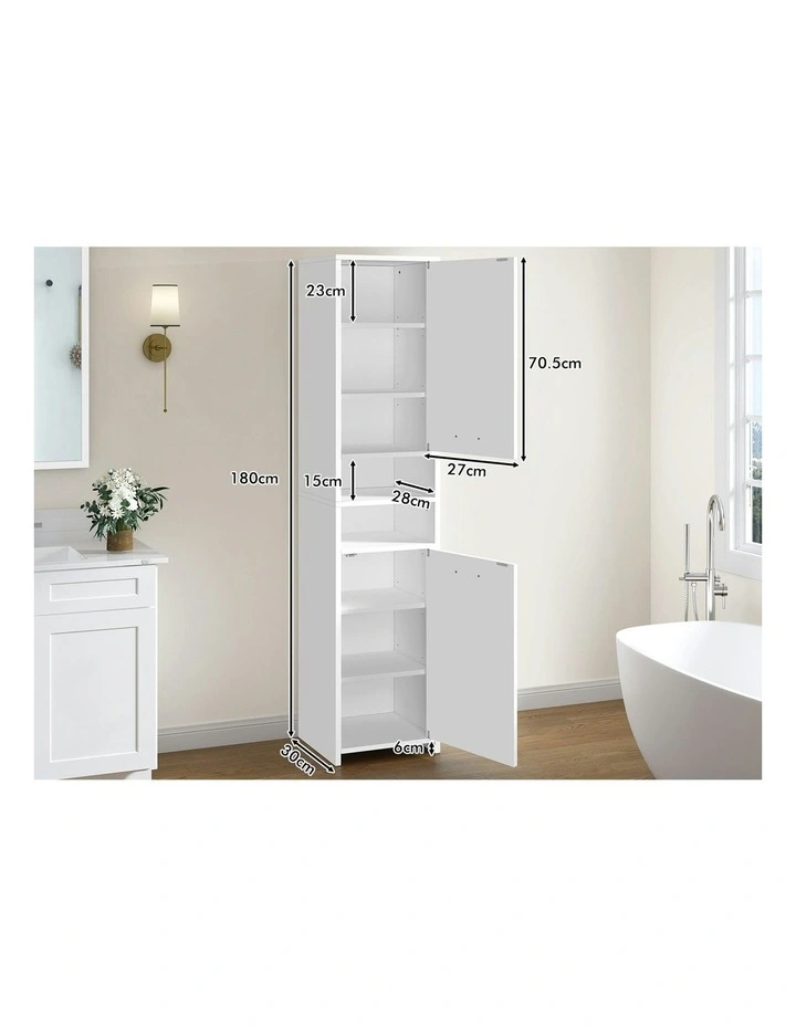 Bathroom Shelf Tall Storage Cabinet in White image 5