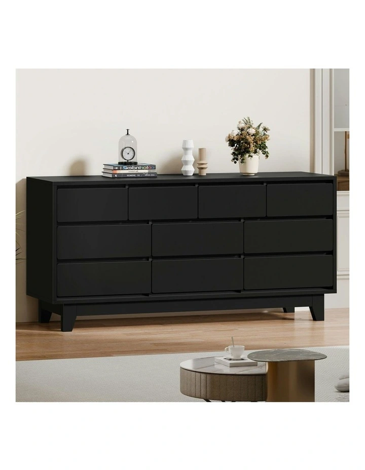 Minimalist Storage Cabinet Dresser Tallboy Chest of Drawers 10 in Black image 2