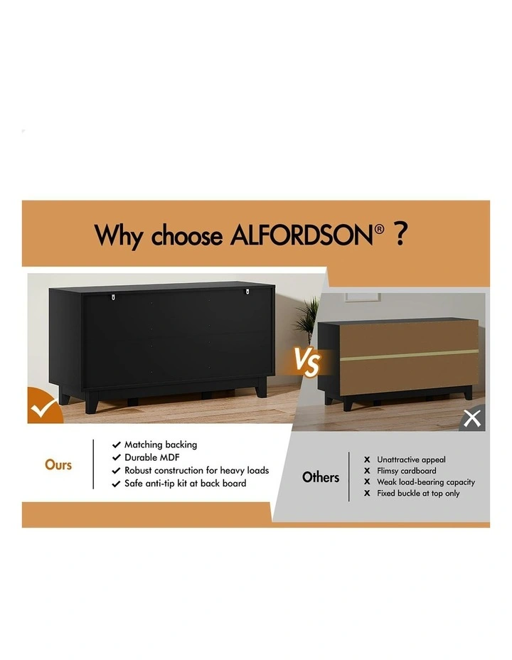 Minimalist Storage Cabinet Dresser Tallboy Chest of Drawers 10 in Black image 5